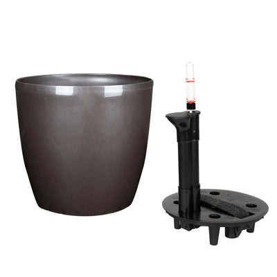 Ghiveci inteligent H20xD22 cm Classico cu set complet udare maro ruginiu lucios