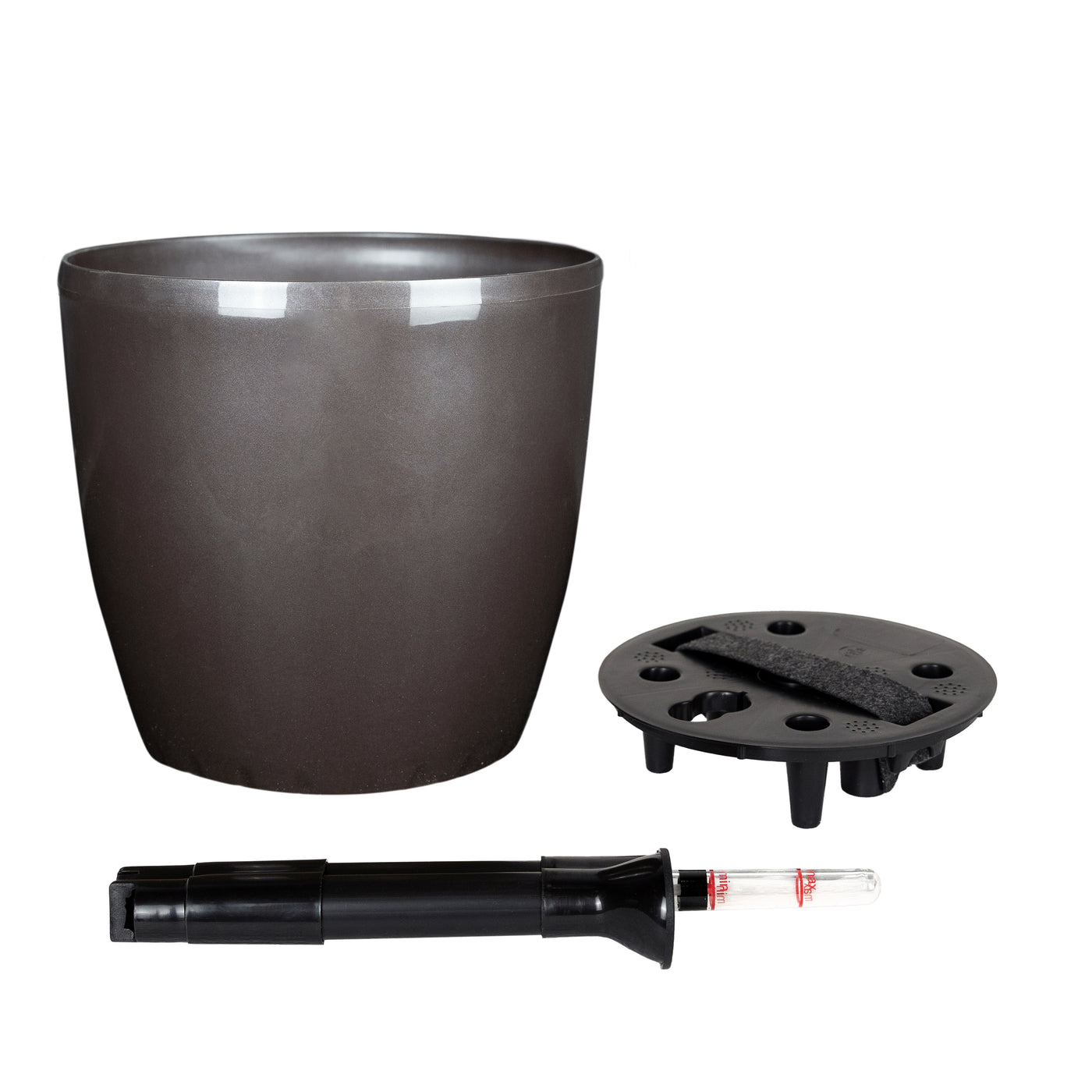 Ghiveci inteligent H20xD22 cm Classico cu set complet udare maro ruginiu lucios