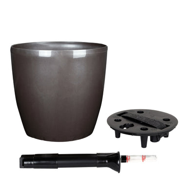 Ghiveci inteligent H20xD22 cm Classico cu set complet udare maro ruginiu lucios