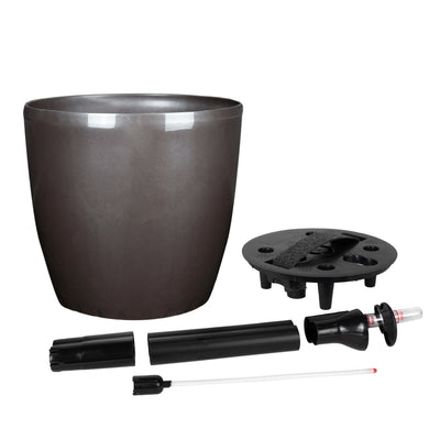 Ghiveci inteligent H20xD22 cm Classico cu set complet udare maro ruginiu lucios