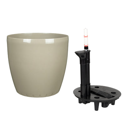 Ghiveci inteligent H20xD22 cm Classico cu set complet udare maro spicy lucios