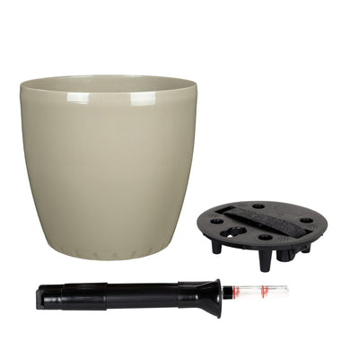 Ghiveci inteligent H20xD22 cm Classico cu set complet udare maro spicy lucios