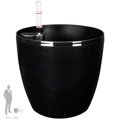 Ghiveci inteligent H20xD22 cm Classico cu set complet udare negru lucios