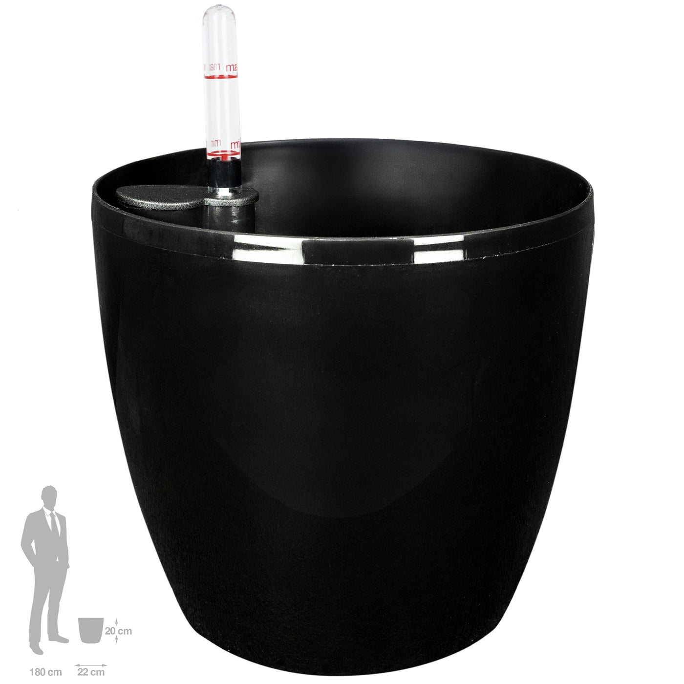 Ghiveci inteligent H20xD22 cm Classico cu set complet udare negru lucios