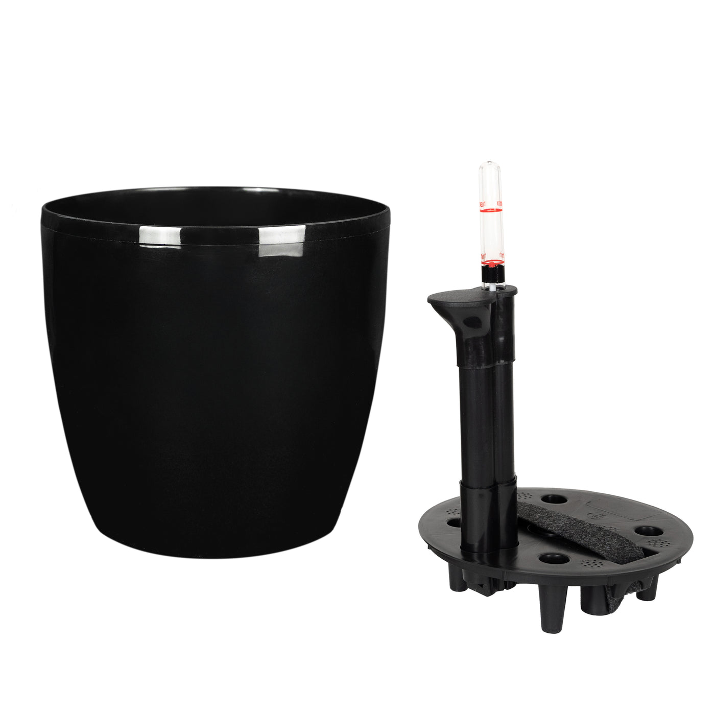 Ghiveci inteligent H20xD22 cm Classico cu set complet udare negru lucios