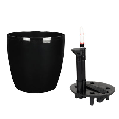 Ghiveci inteligent H20xD22 cm Classico cu set complet udare negru lucios