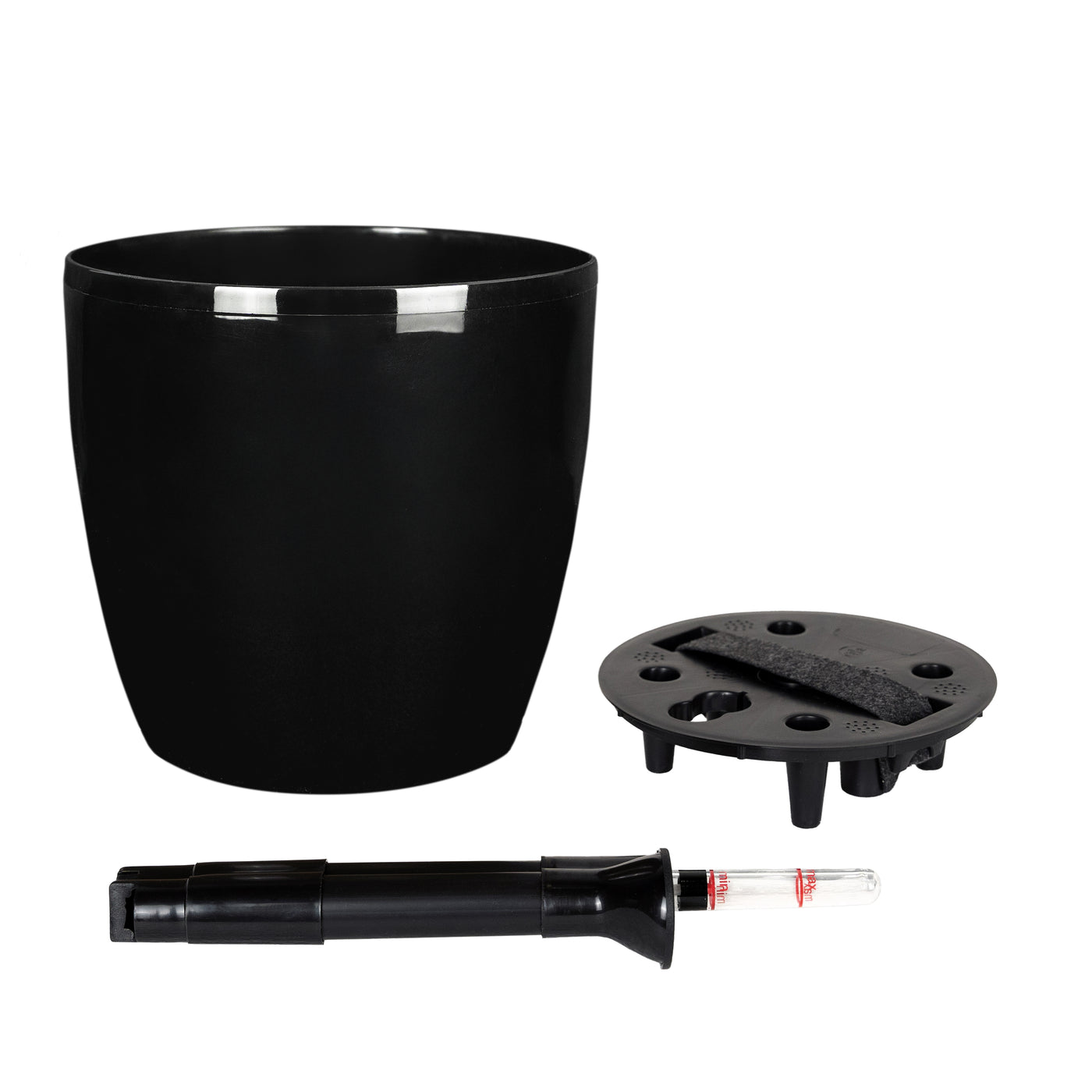 Ghiveci inteligent H20xD22 cm Classico cu set complet udare negru lucios