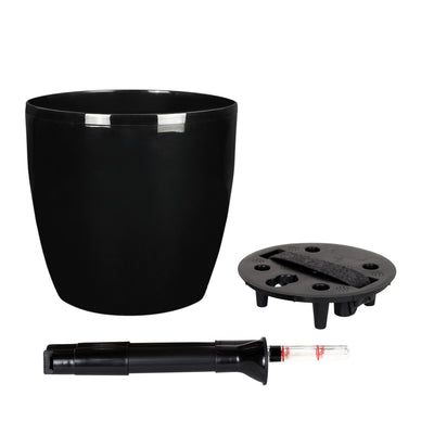 Ghiveci inteligent H20xD22 cm Classico cu set complet udare negru lucios