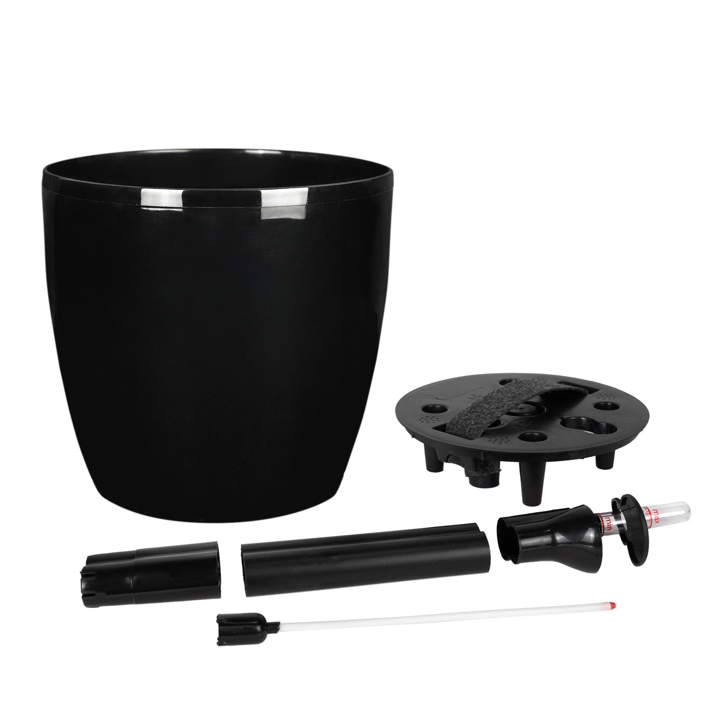 Ghiveci inteligent H20xD22 cm Classico cu set complet udare negru lucios