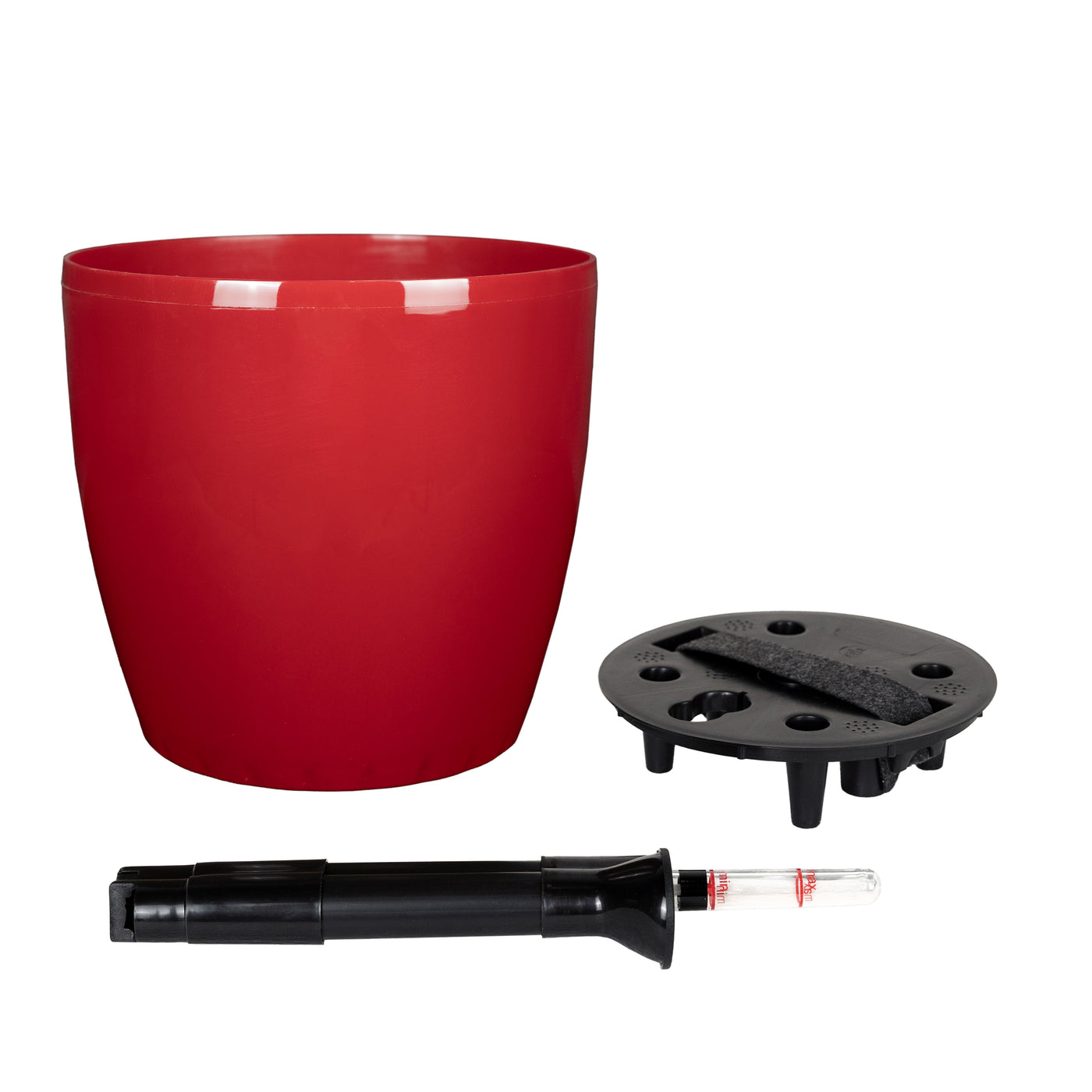 Ghiveci inteligent H20xD22 cm Classico cu set complet udare rosu intens lucios