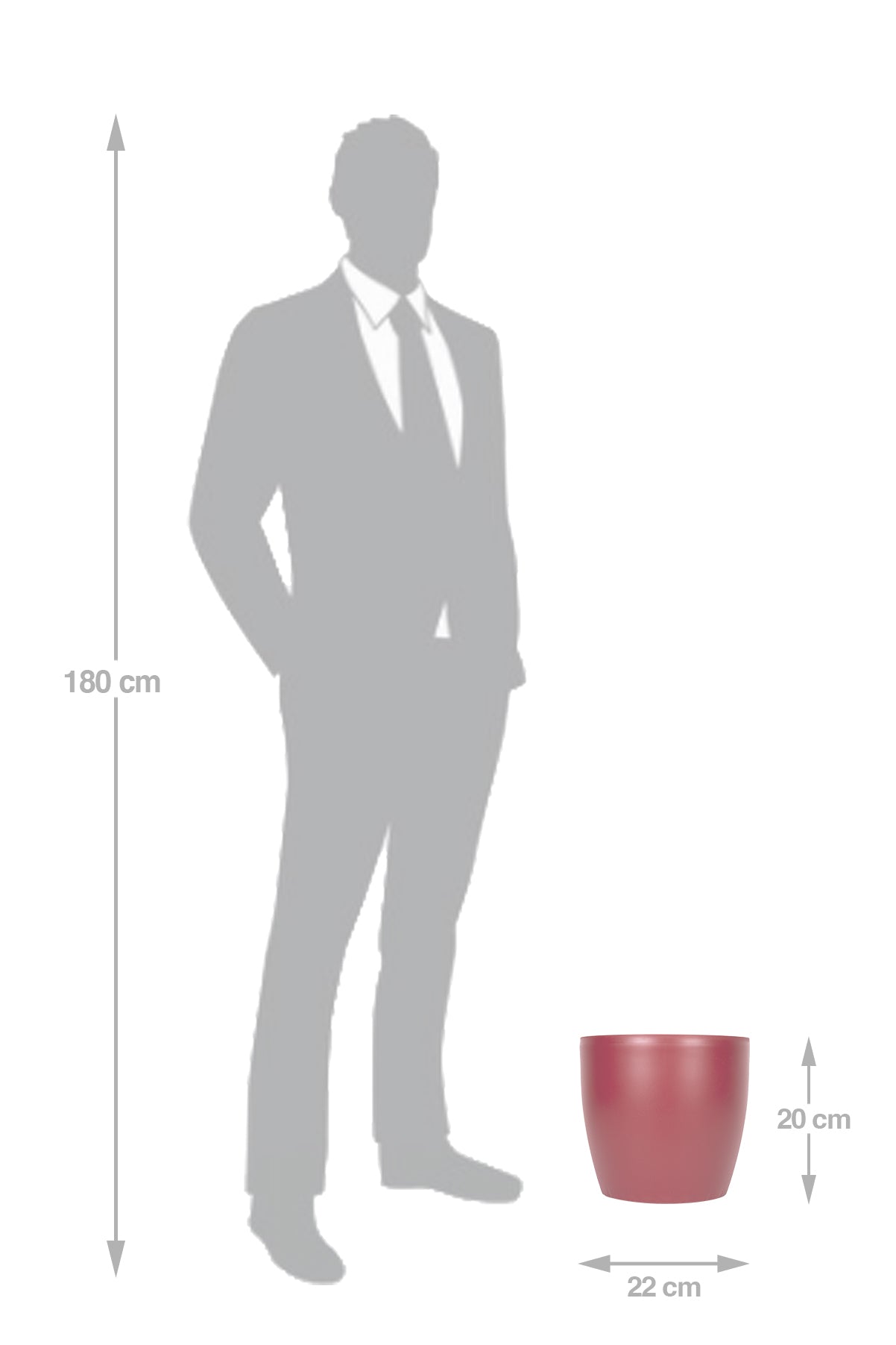 Ghiveci inteligent H20xD22 cm Classico cu set complet udare rosu mat