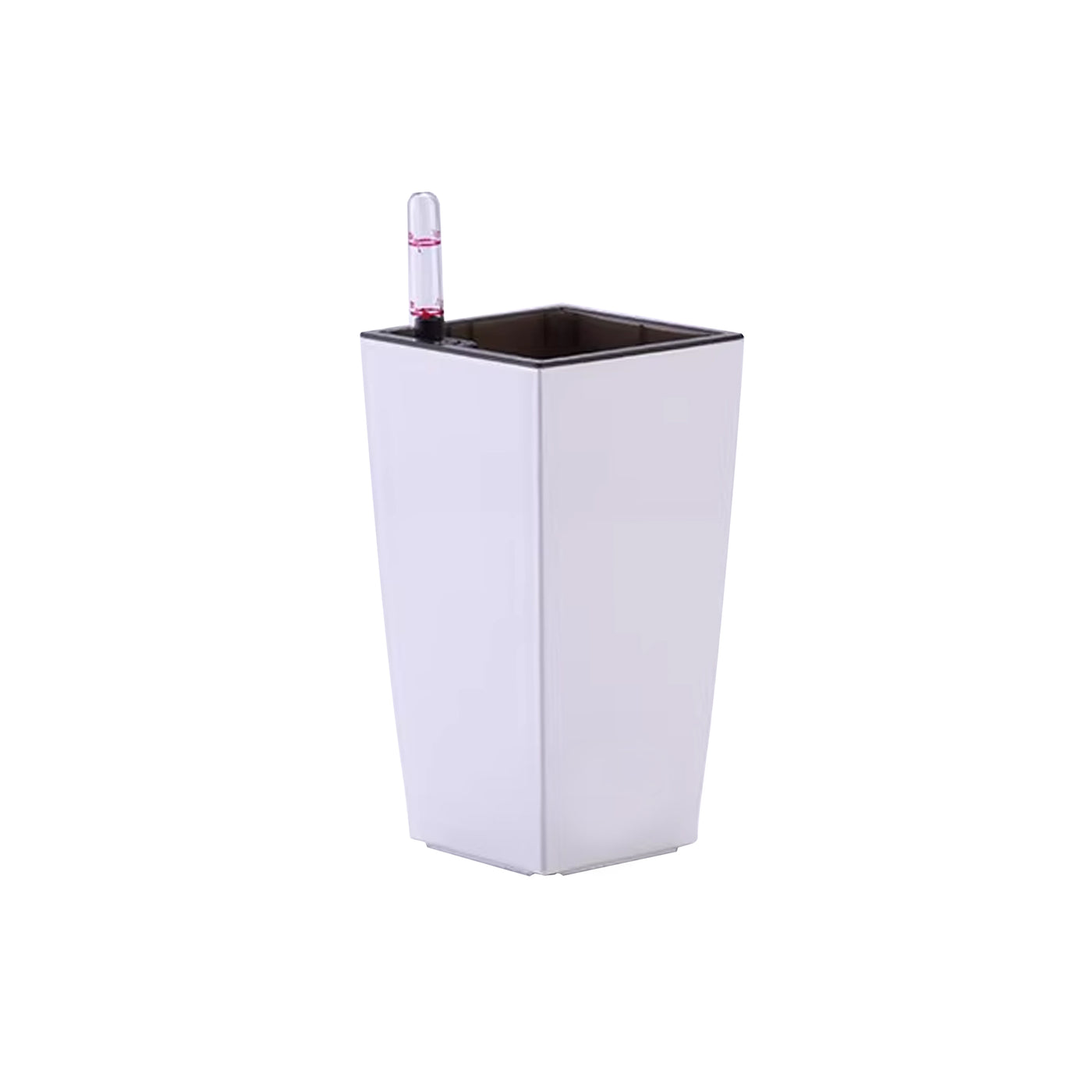 Ghiveci inteligent H26x13.3x13.3 cm RobertoRossi Cubico alb lucios