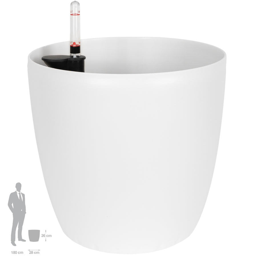 Ghiveci inteligent H26xH28 cm cu set complet udare Classico alb mat