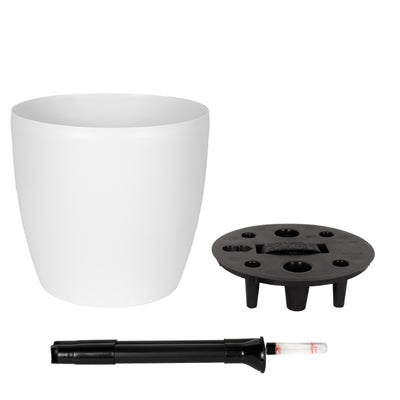 Ghiveci inteligent H26xH28 cm cu set complet udare Classico alb mat
