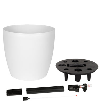 Ghiveci inteligent H26xH28 cm cu set complet udare Classico alb mat