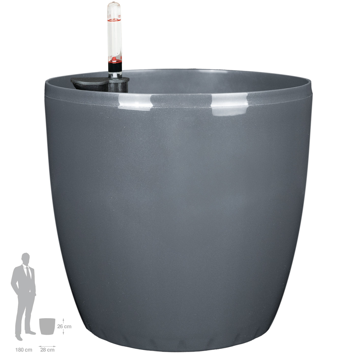 Ghiveci inteligent H26xH28 cm cu set complet udare Classico antracit lucios