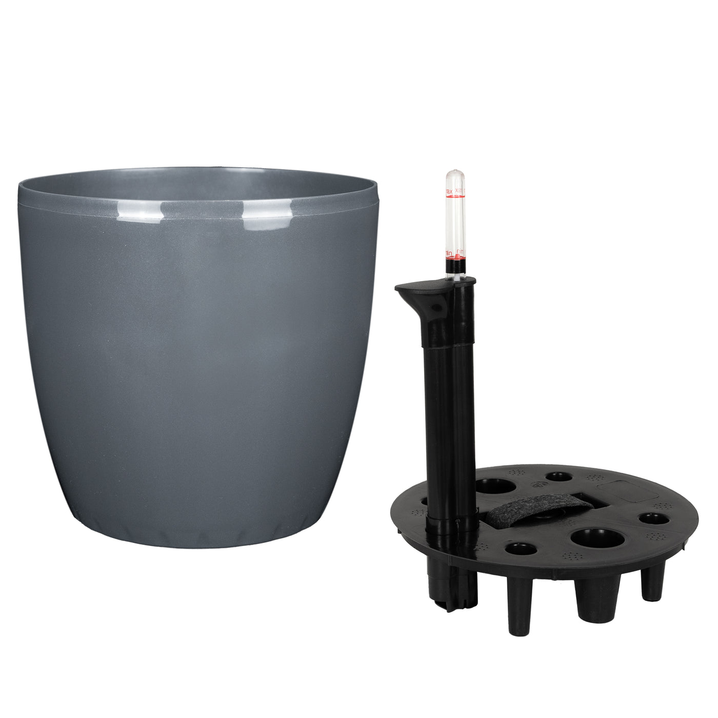 Ghiveci inteligent H26xH28 cm cu set complet udare Classico antracit lucios