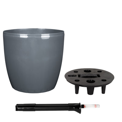 Ghiveci inteligent H26xH28 cm cu set complet udare Classico antracit lucios