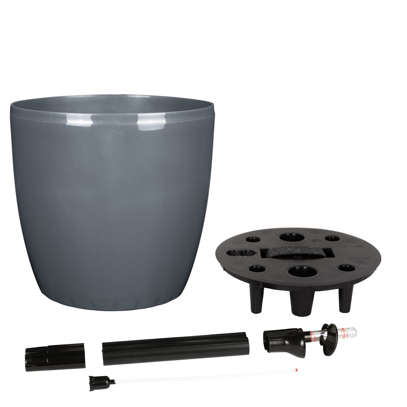 Ghiveci inteligent H26xH28 cm cu set complet udare Classico antracit lucios