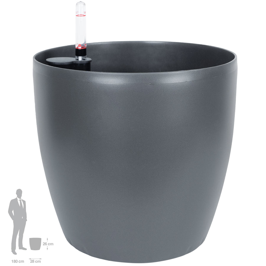 Ghiveci inteligent H26xH28 cm cu set complet udare Classico antracit mat