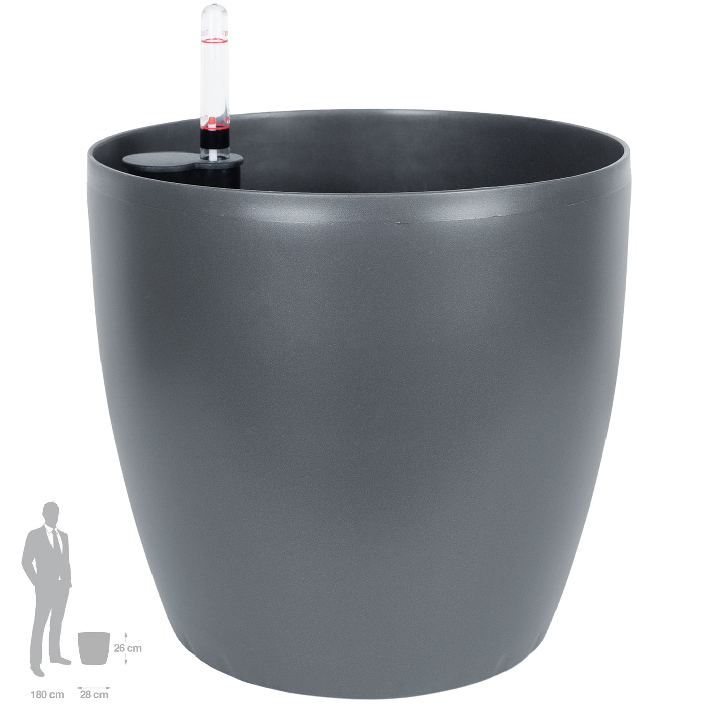 Ghiveci inteligent H26xH28 cm cu set complet udare Classico antracit mat