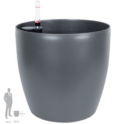 Ghiveci inteligent H26xH28 cm cu set complet udare Classico antracit mat