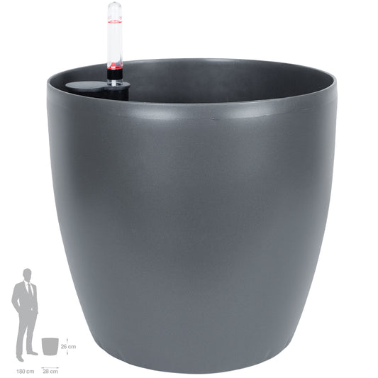 Ghiveci inteligent H26xH28 cm cu set complet udare Classico antracit mat