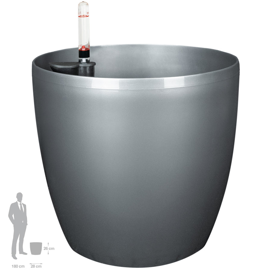 Ghiveci inteligent H26xH28 cm cu set complet udare Classico antracit metal lucios