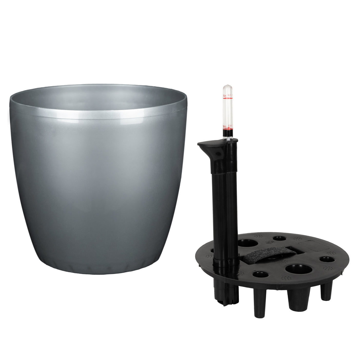 Ghiveci inteligent H26xH28 cm cu set complet udare Classico antracit metal lucios