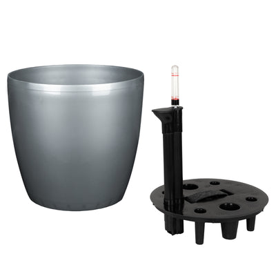 Ghiveci inteligent H26xH28 cm cu set complet udare Classico antracit metal lucios