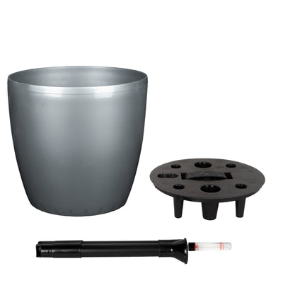 Ghiveci inteligent H26xH28 cm cu set complet udare Classico antracit metal lucios