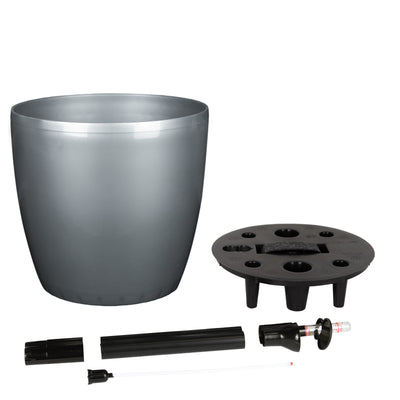 Ghiveci inteligent H26xH28 cm cu set complet udare Classico antracit metal lucios