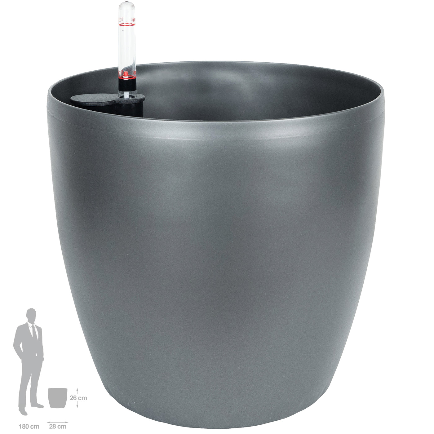 Ghiveci inteligent H26xH28 cm cu set complet udare Classico antracit metal mat