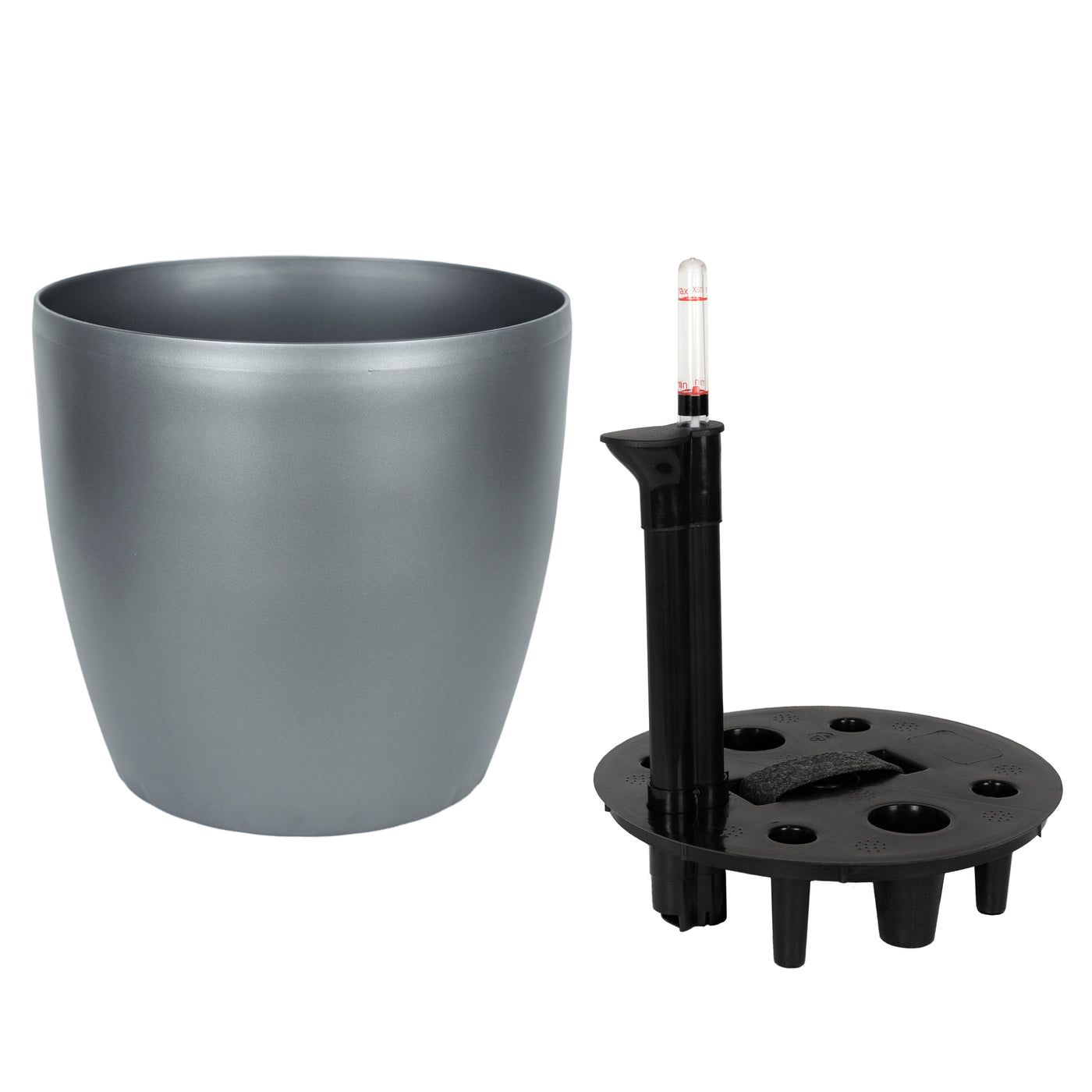 Ghiveci inteligent H26xH28 cm cu set complet udare Classico antracit metal mat