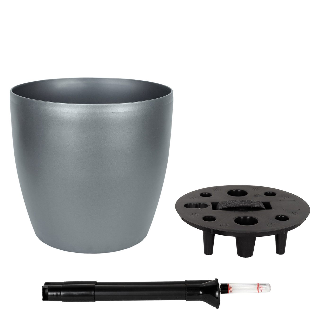 Ghiveci inteligent H26xH28 cm cu set complet udare Classico antracit metal mat