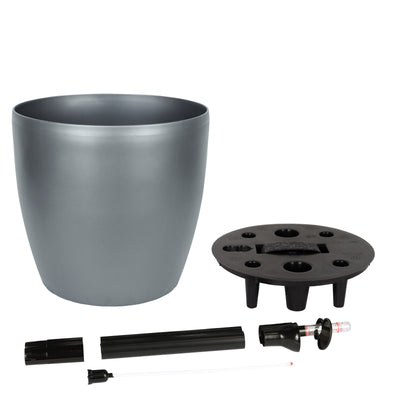 Ghiveci inteligent H26xH28 cm cu set complet udare Classico antracit metal mat