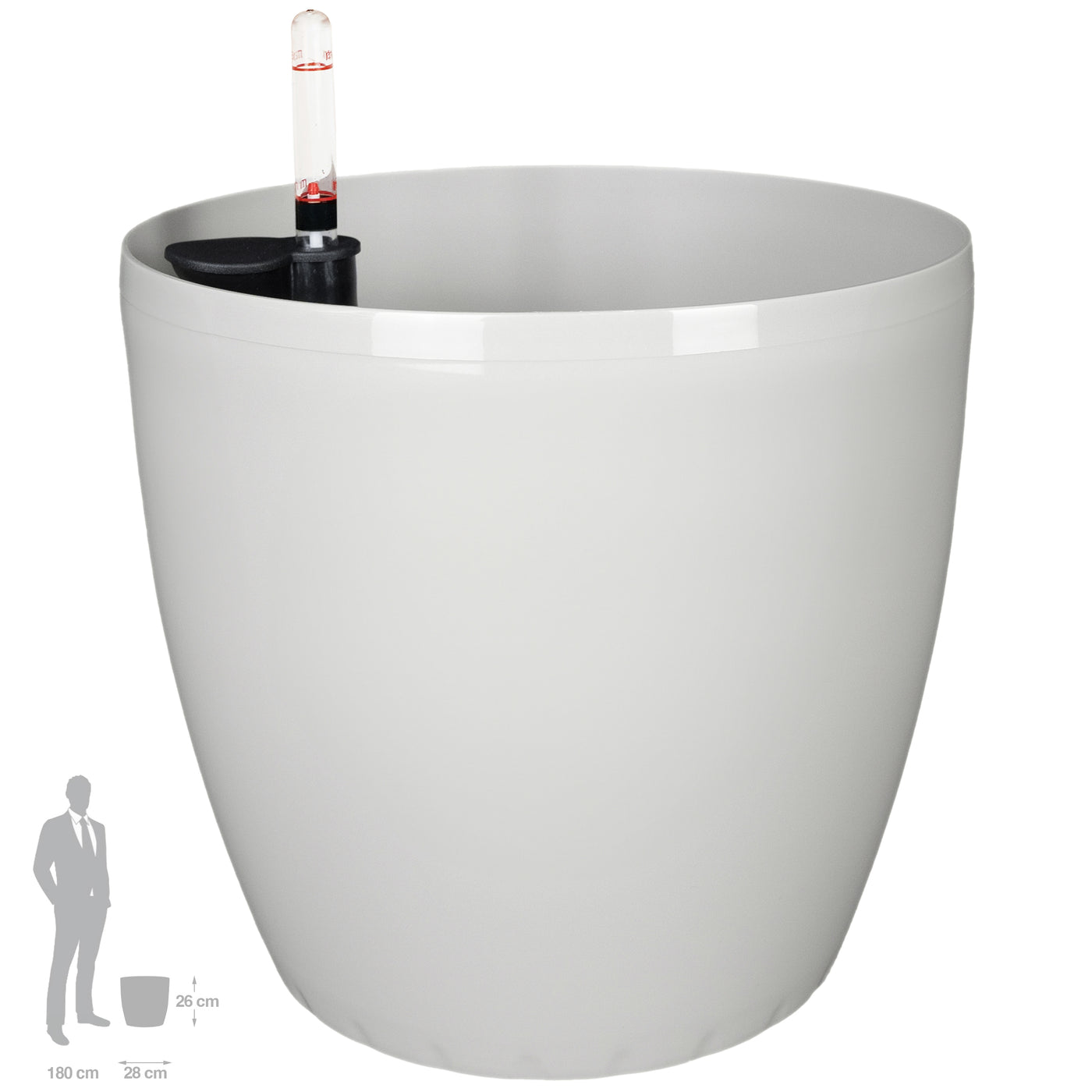 Ghiveci inteligent H26xH28 cm cu set complet udare Classico gri lucios