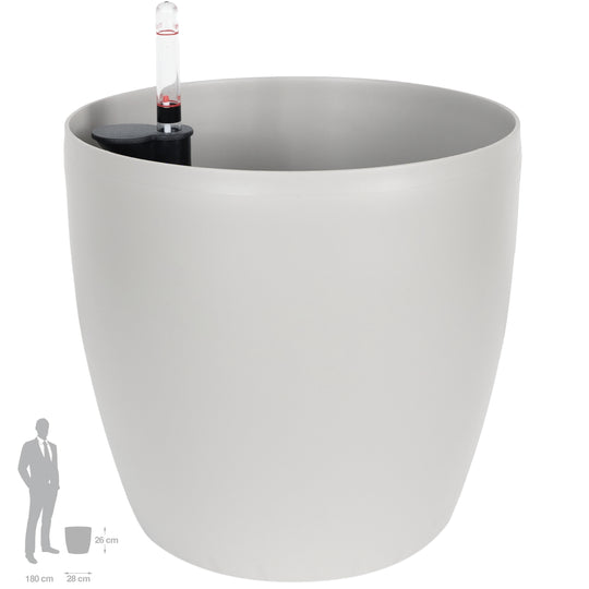 Ghiveci inteligent H26xH28 cm cu set complet udare Classico gri mat