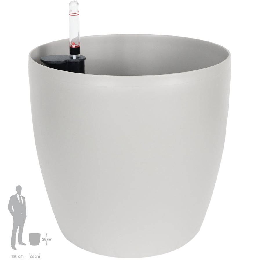 Ghiveci inteligent H26xH28 cm cu set complet udare Classico gri mat