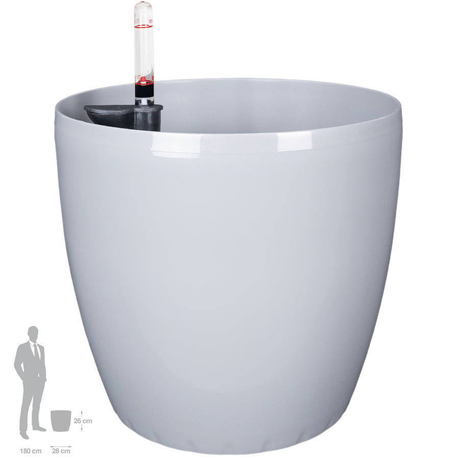 Ghiveci inteligent H26xH28 cm cu set complet udare Classico gri urban lucios