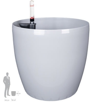 Ghiveci inteligent H26xH28 cm cu set complet udare Classico gri urban lucios