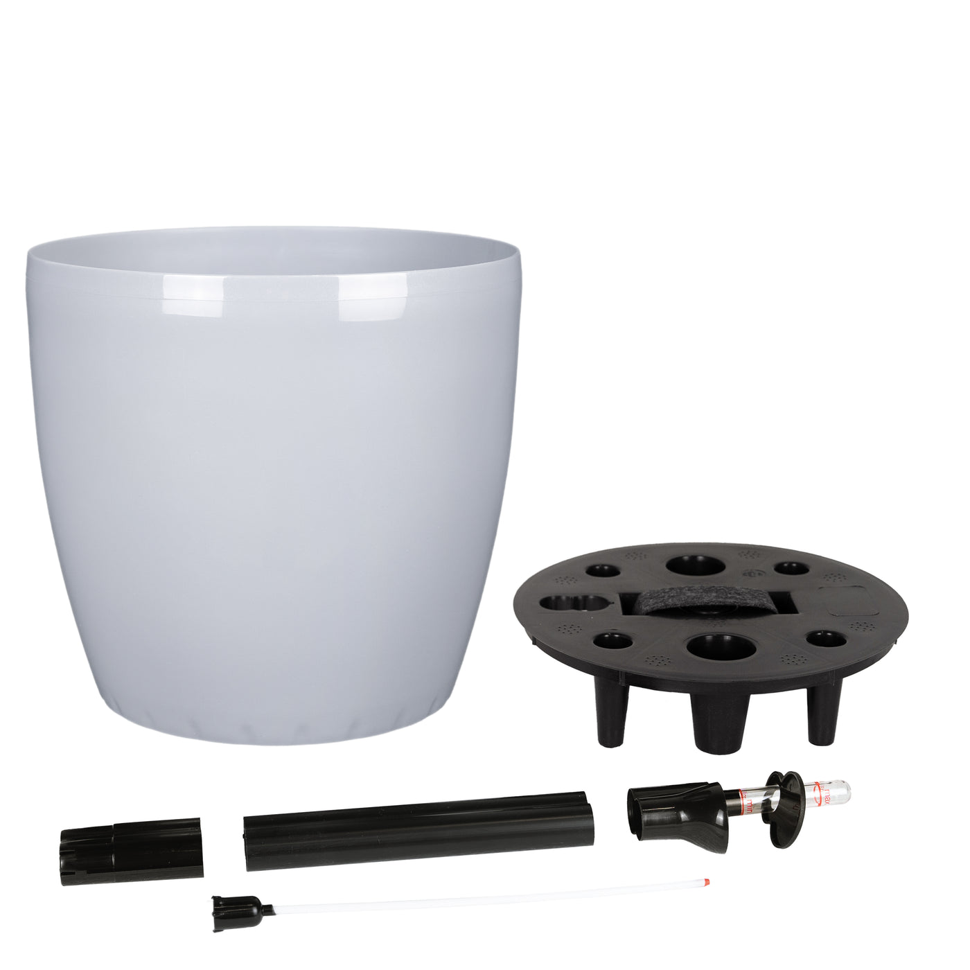 Ghiveci inteligent H26xH28 cm cu set complet udare Classico gri urban lucios