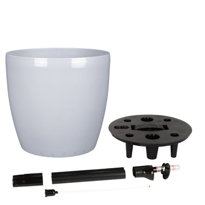 Ghiveci inteligent H26xH28 cm cu set complet udare Classico gri urban lucios