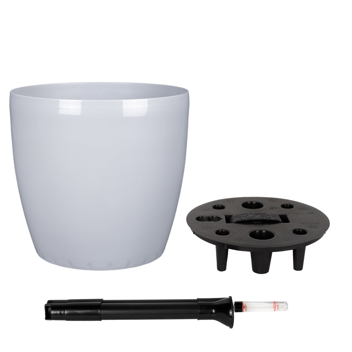 Ghiveci inteligent H26xH28 cm cu set complet udare Classico gri urban lucios