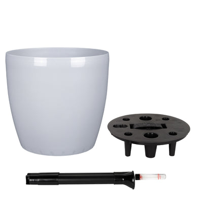 Ghiveci inteligent H26xH28 cm cu set complet udare Classico gri urban lucios