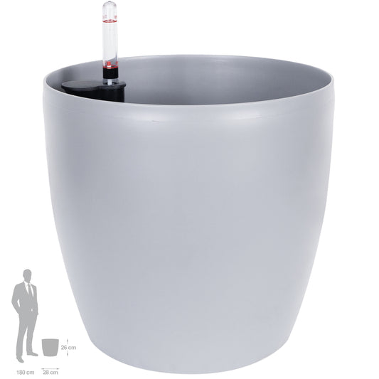 Ghiveci inteligent H26xH28 cm cu set complet udare Classico gri urban mat