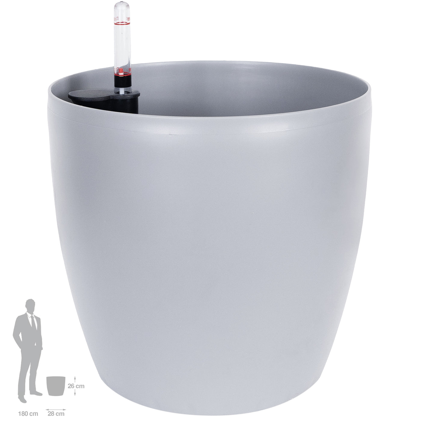 Ghiveci inteligent H26xH28 cm cu set complet udare Classico gri urban mat