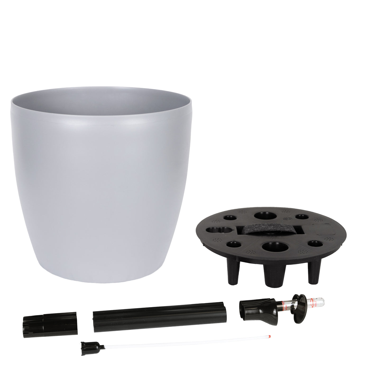 Ghiveci inteligent H26xH28 cm cu set complet udare Classico gri urban mat