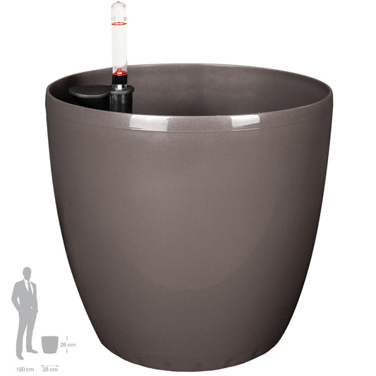 Ghiveci inteligent H26xH28 cm cu set complet udare Classico maro lucios