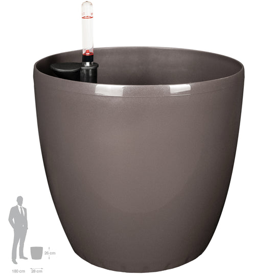 Ghiveci inteligent H26xH28 cm cu set complet udare Classico maro lucios